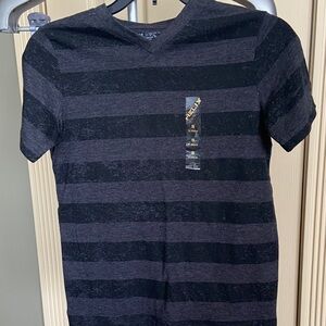 Striped V-Neck Boy Shirt - Size S Black & Dark Gray